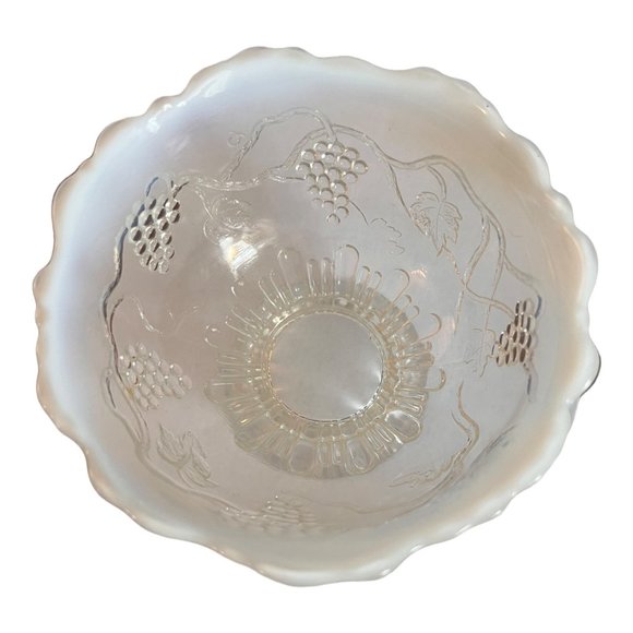 Vtg Jefferson Northwood Glass Opalescent Edge Grapes Footed Candy Bowl - Picture 5 of 6